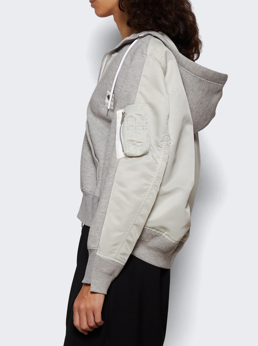 Sponge X Nylon Twill Hoodie Light Grey - 3