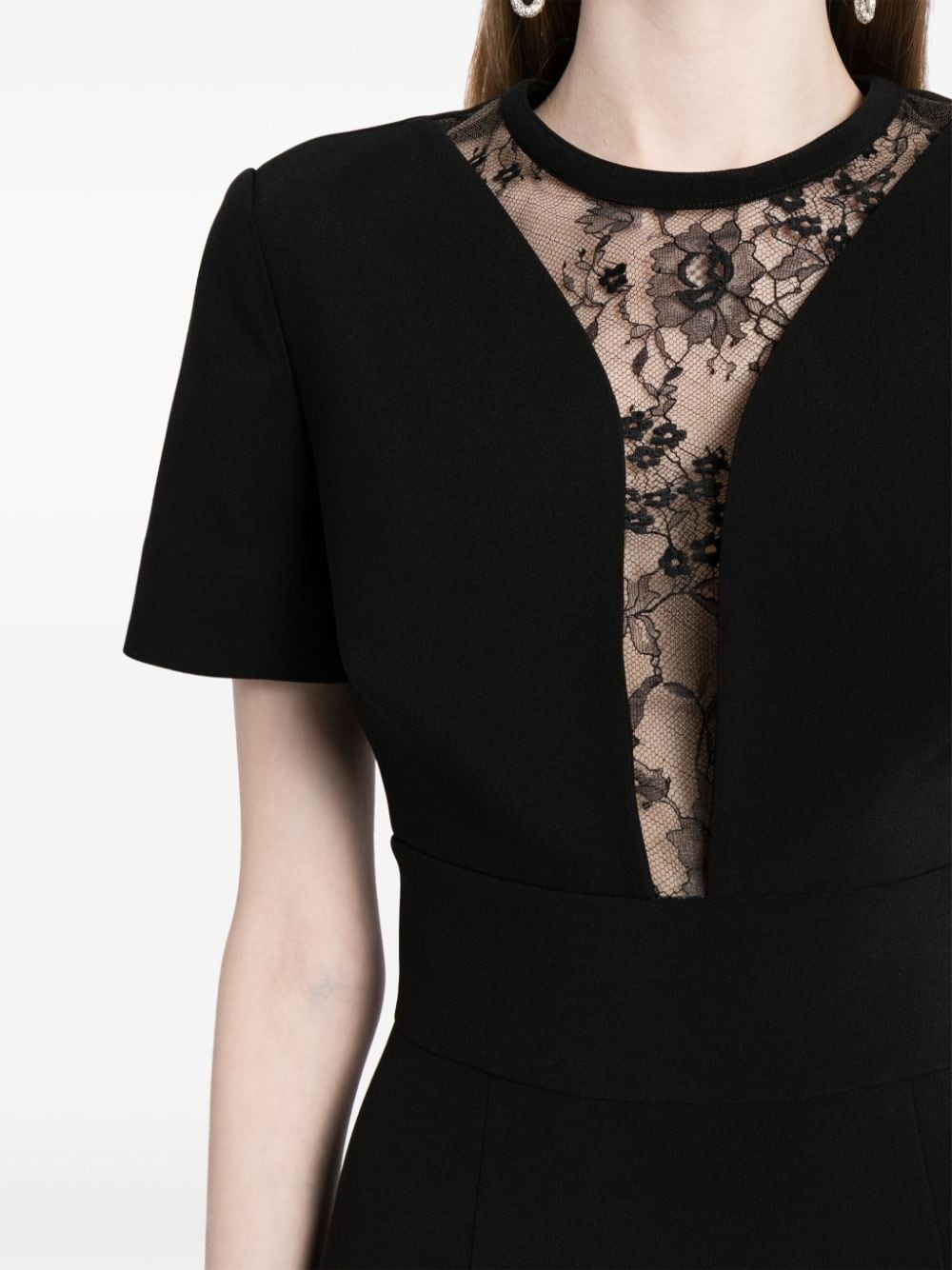 lace-panel midi dress - 5