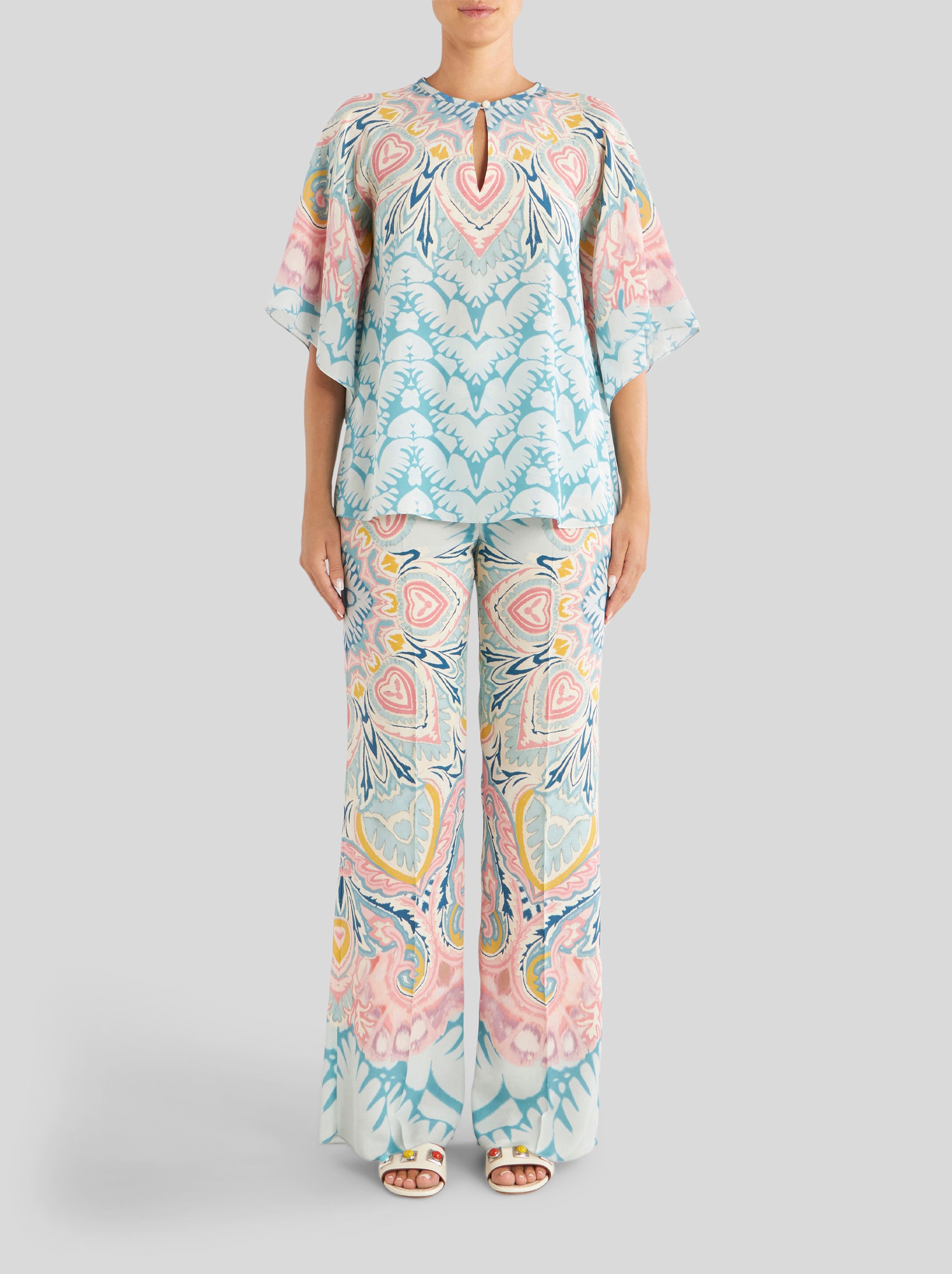PRINTED SILK PALAZZO TROUSERS - 3