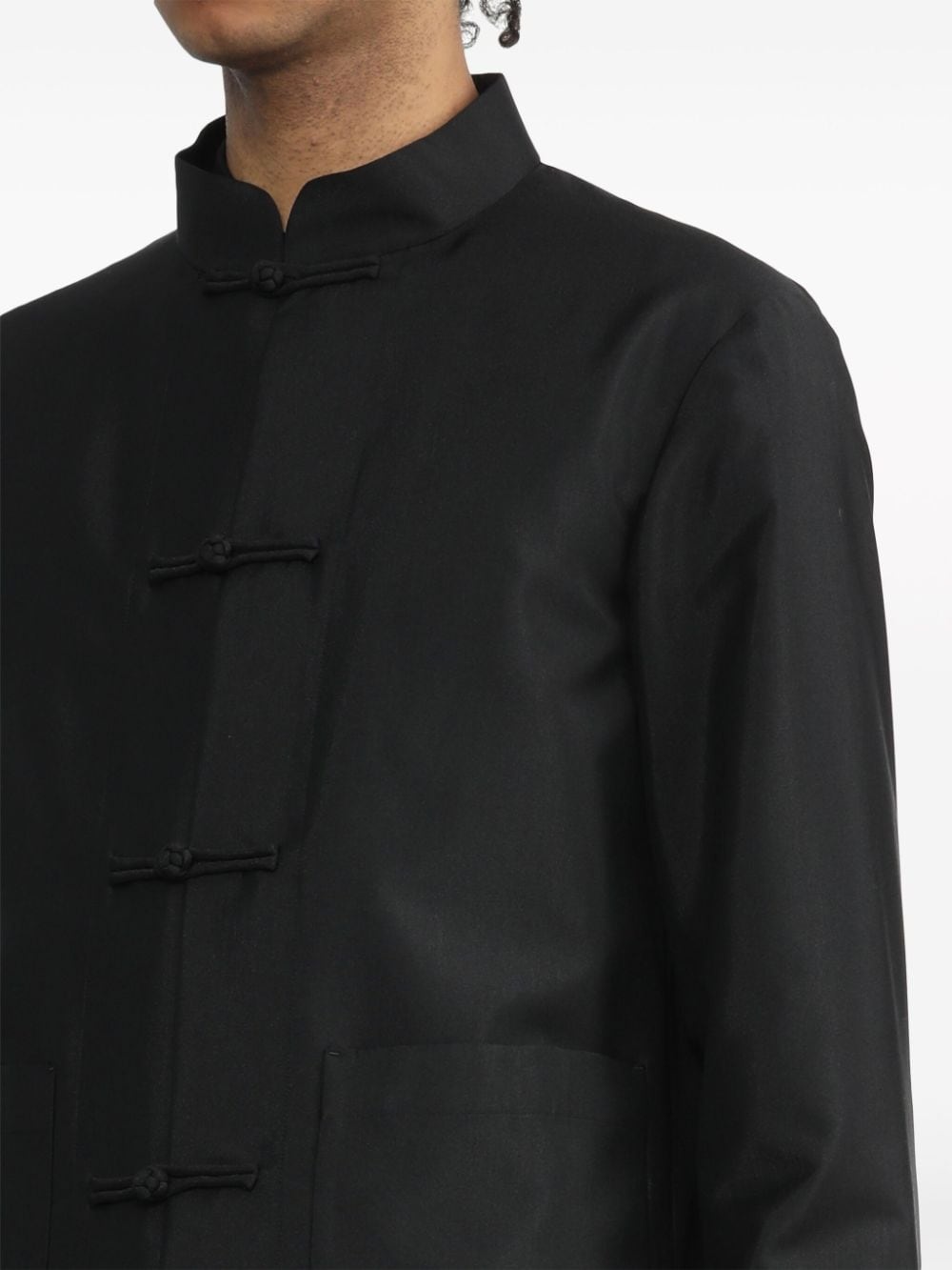 cut-out wool-blend coat - 5