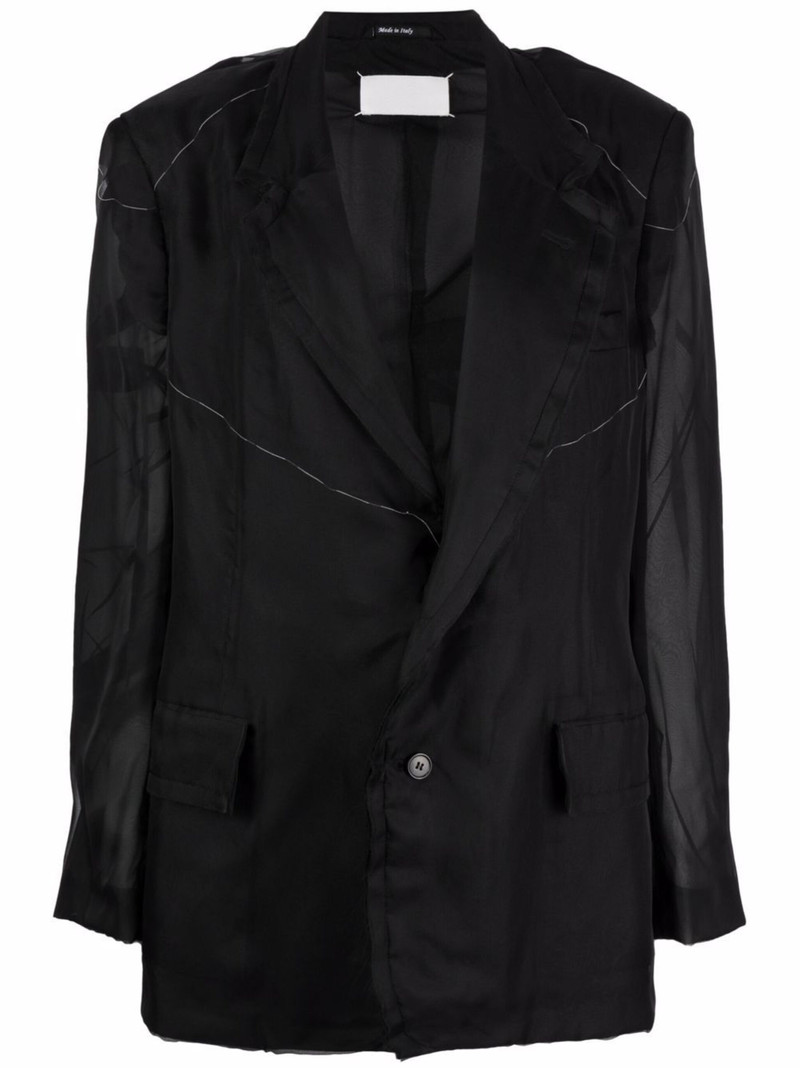 sheer-panel single-breasted jacket - 1