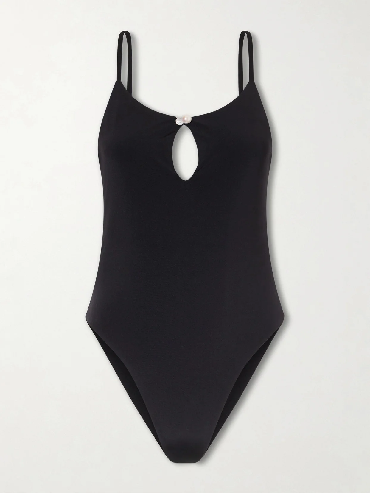 Pearl Embellished Ribbed Swimsuit - 1
