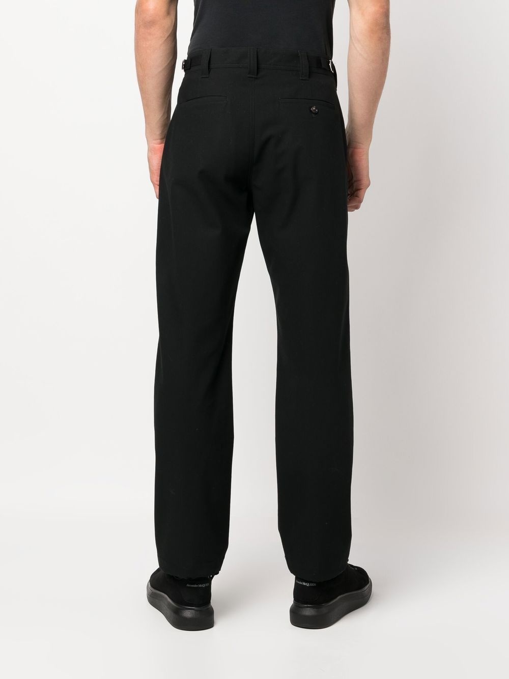 drawstring-hem cotton trousers - 4