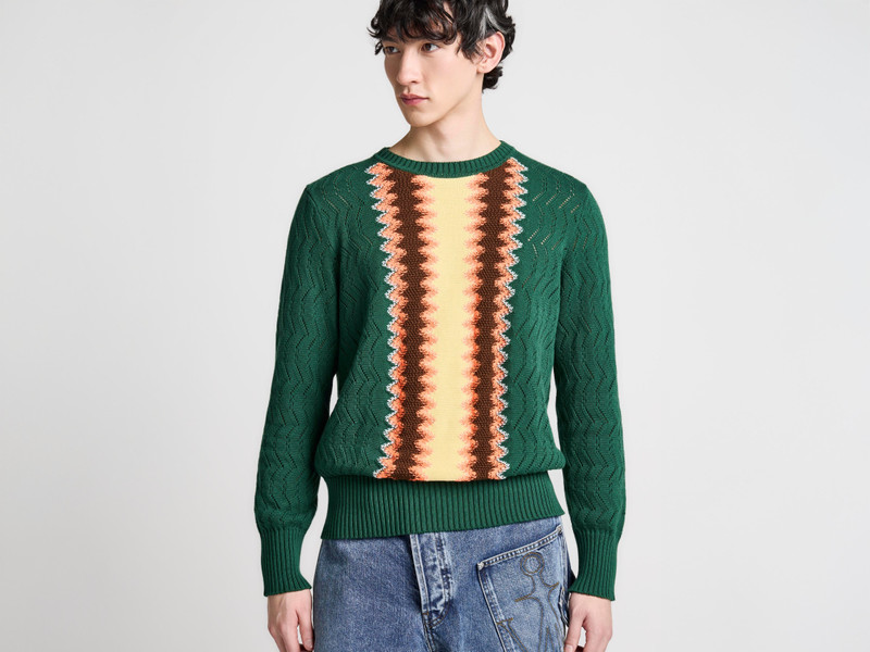 JW Anderson MENS CHEVERON JUMPER IN PINE outlook