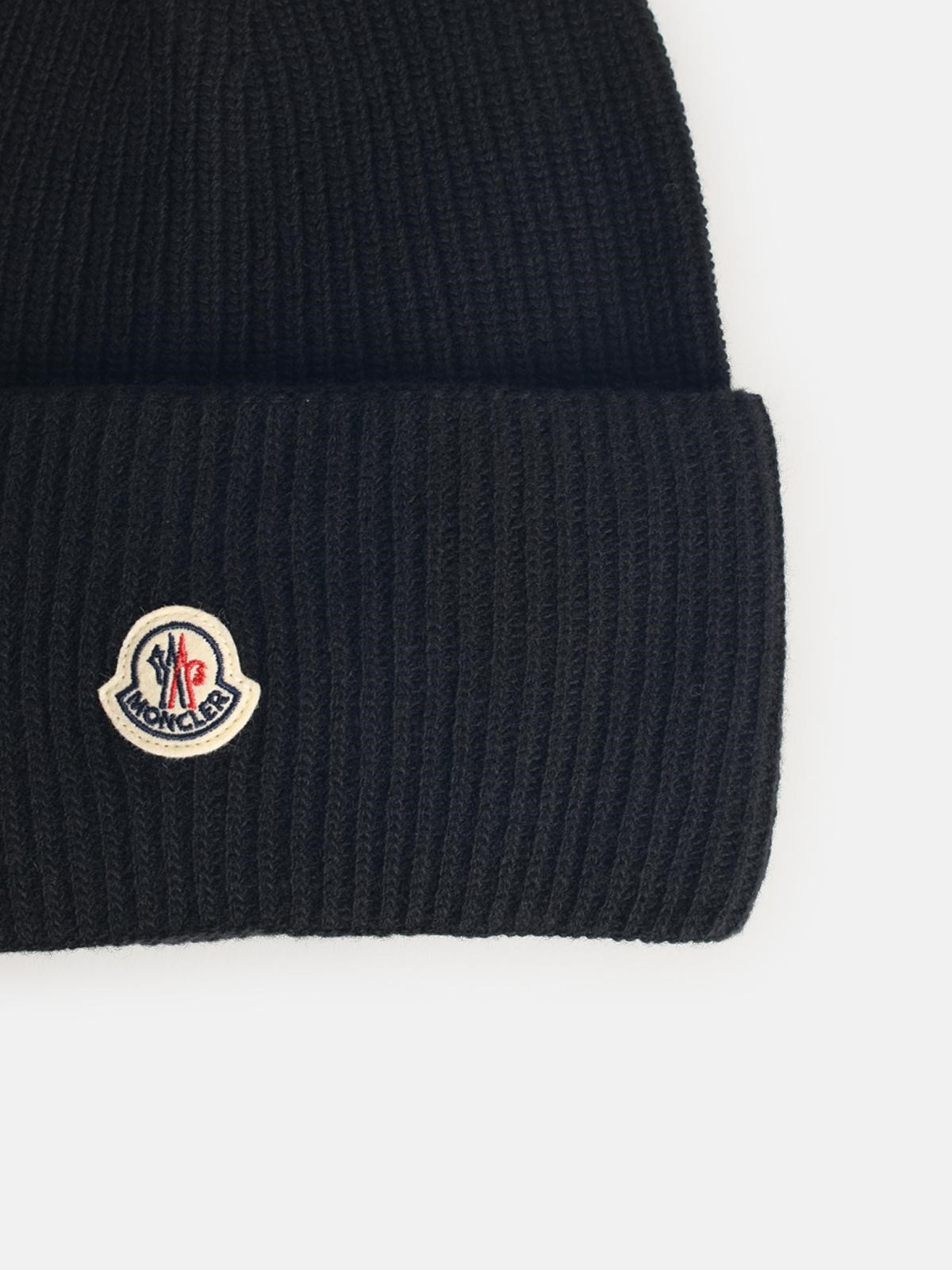 BLACK VIRGIN WOOL BEANIE - 3