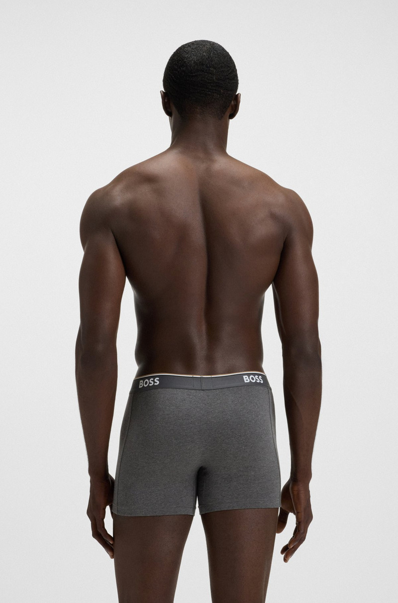 BOSS THREE-PACK OF STRETCH-COTTON BOXER BRIEFS WITH LOGOS outlook