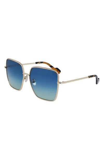Lanvin Babe 59mm Gradient Square Sunglasses in Gold/Gradient Blue Green outlook