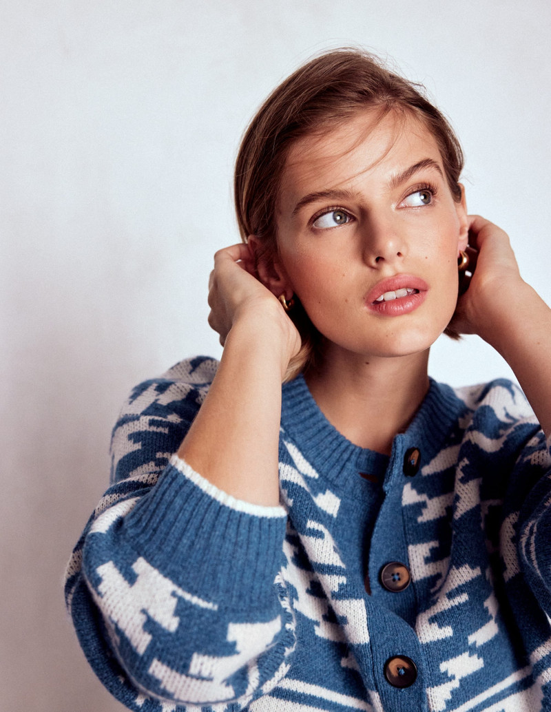 Abi Jacquard Cardigan-Denim Blue Aztec 4