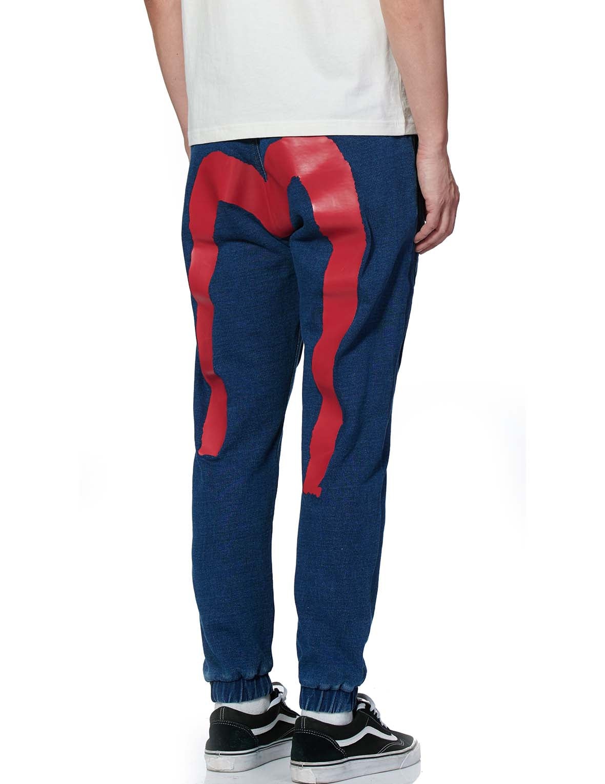 Multi-pockets Denim Jogger Jeans with Brushstroke Daicock Print - 5