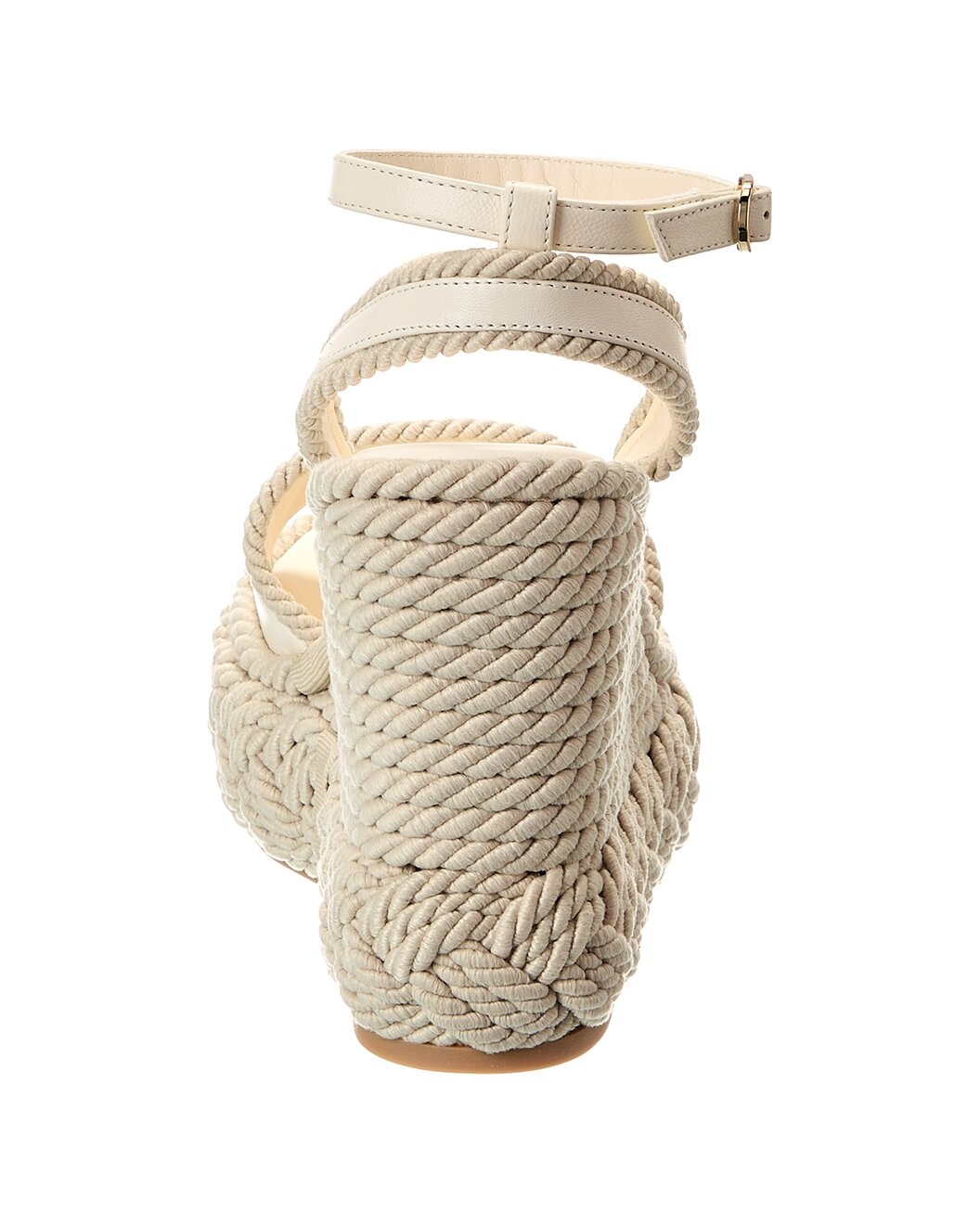 Valentino VLogo Silk Torchon 130 Leather Wedge Sandal - 3