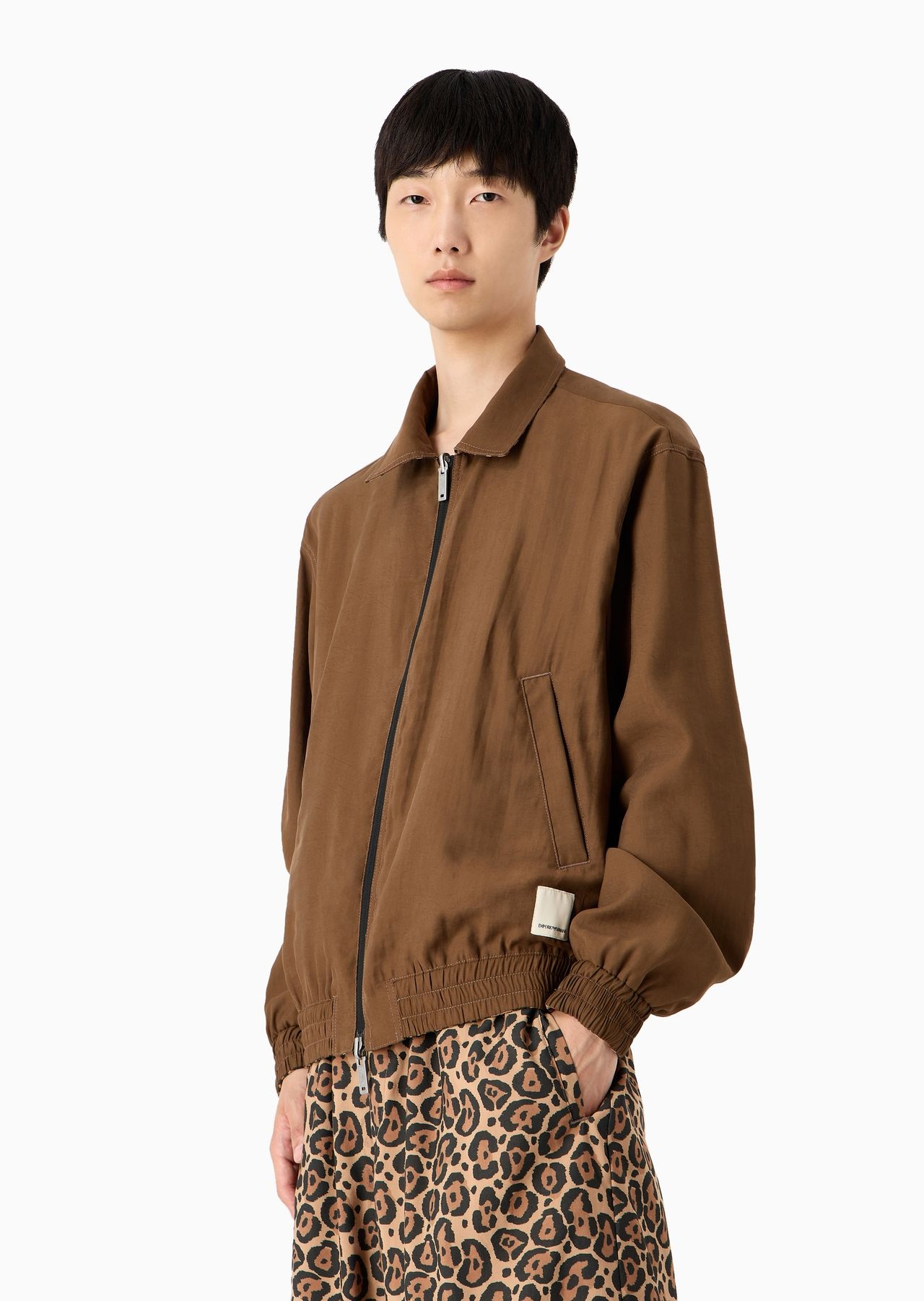 Emporio Armani Sustainability Values Capsule Collection dappled recycled modal reversible blouson - 6