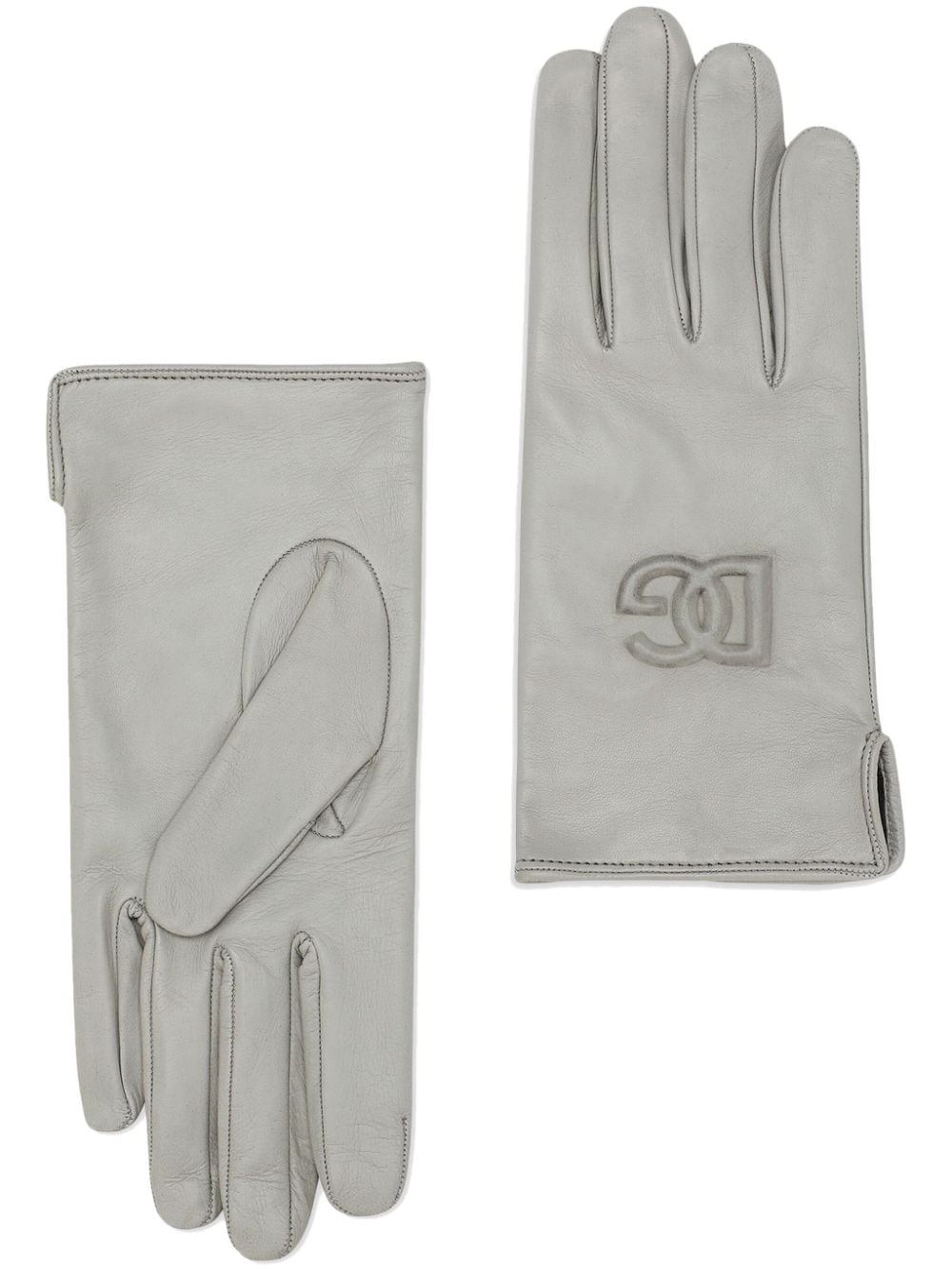 logo-embossed leather gloves - 1