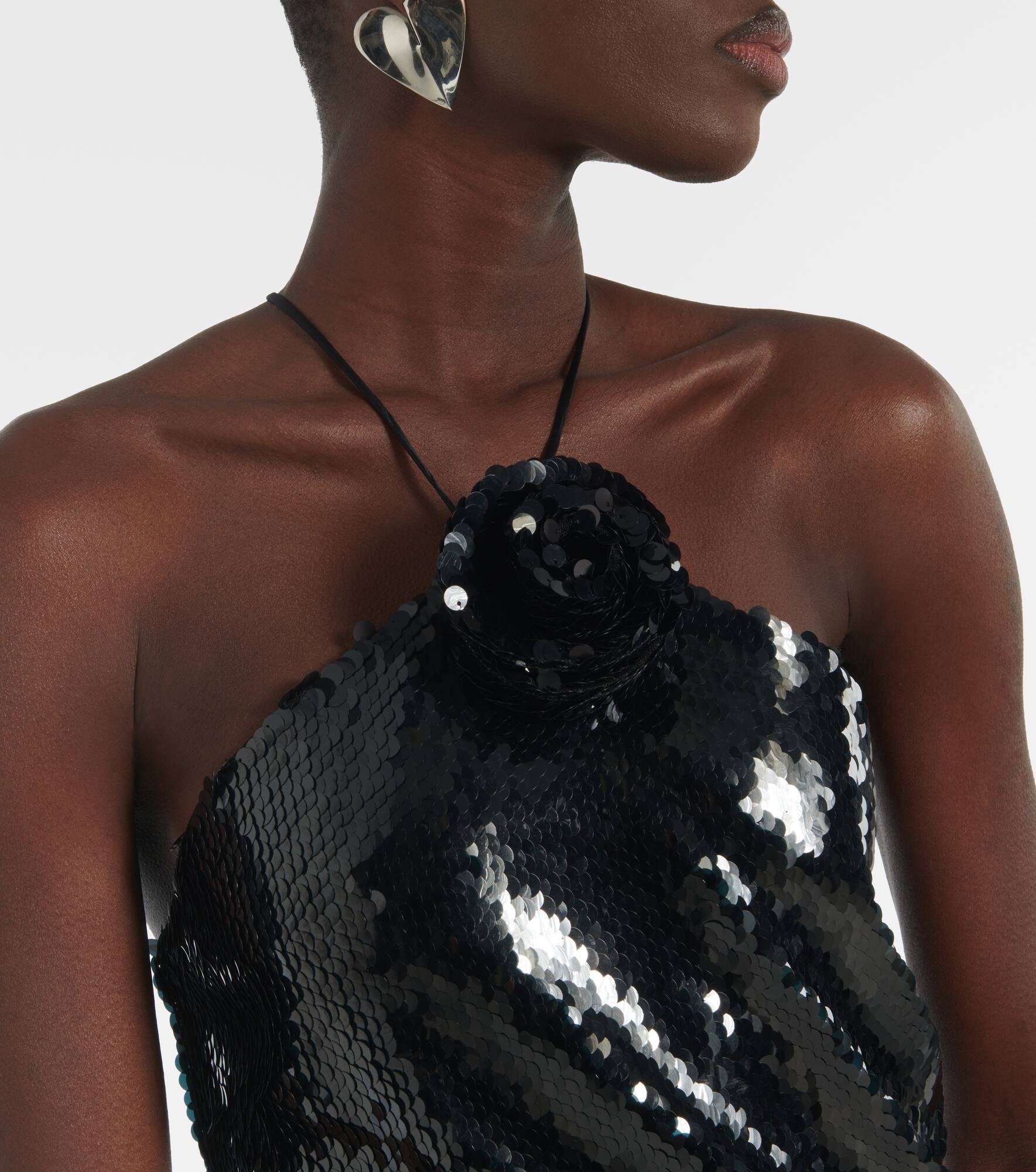 Floral-appliqué sequined minidress - 4