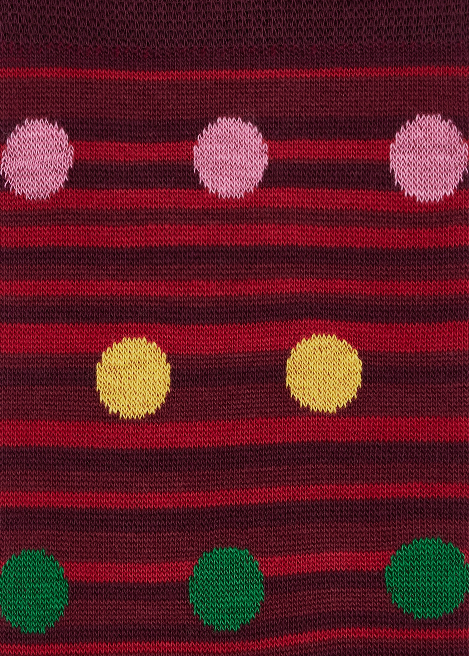 Burgundy Tonal Stripe and Multicolour Polka Dot Socks - 3