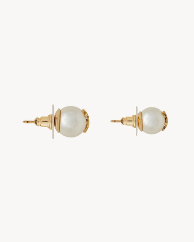 SAINT LAURENT CASSANDRE PEARL EARRINGS IN METAL outlook