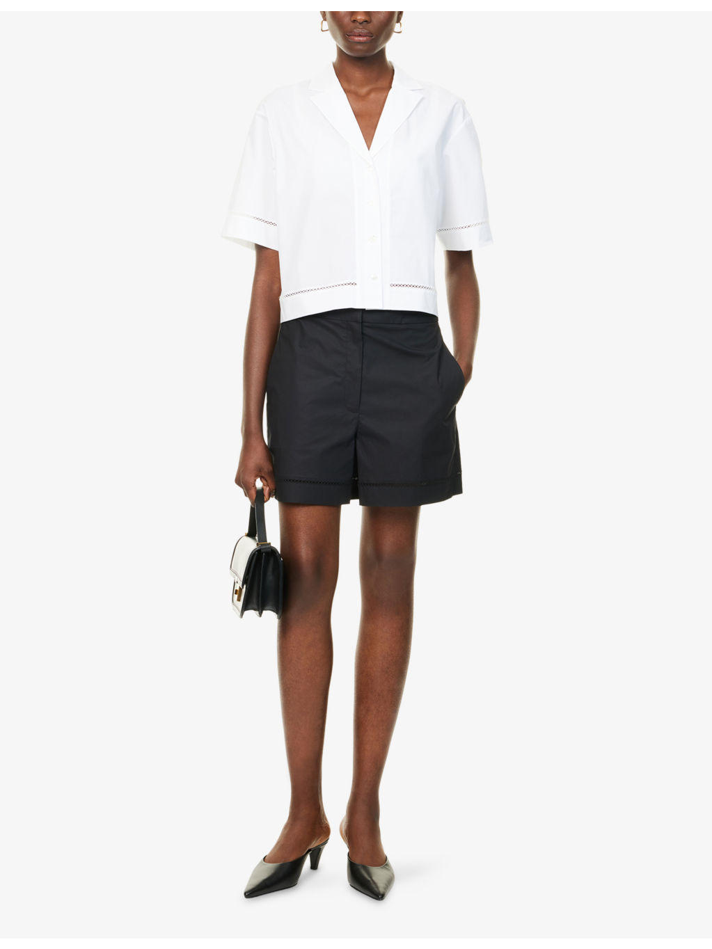 Cropped Short-Sleeves Stretch-Cotton Shirt - 2