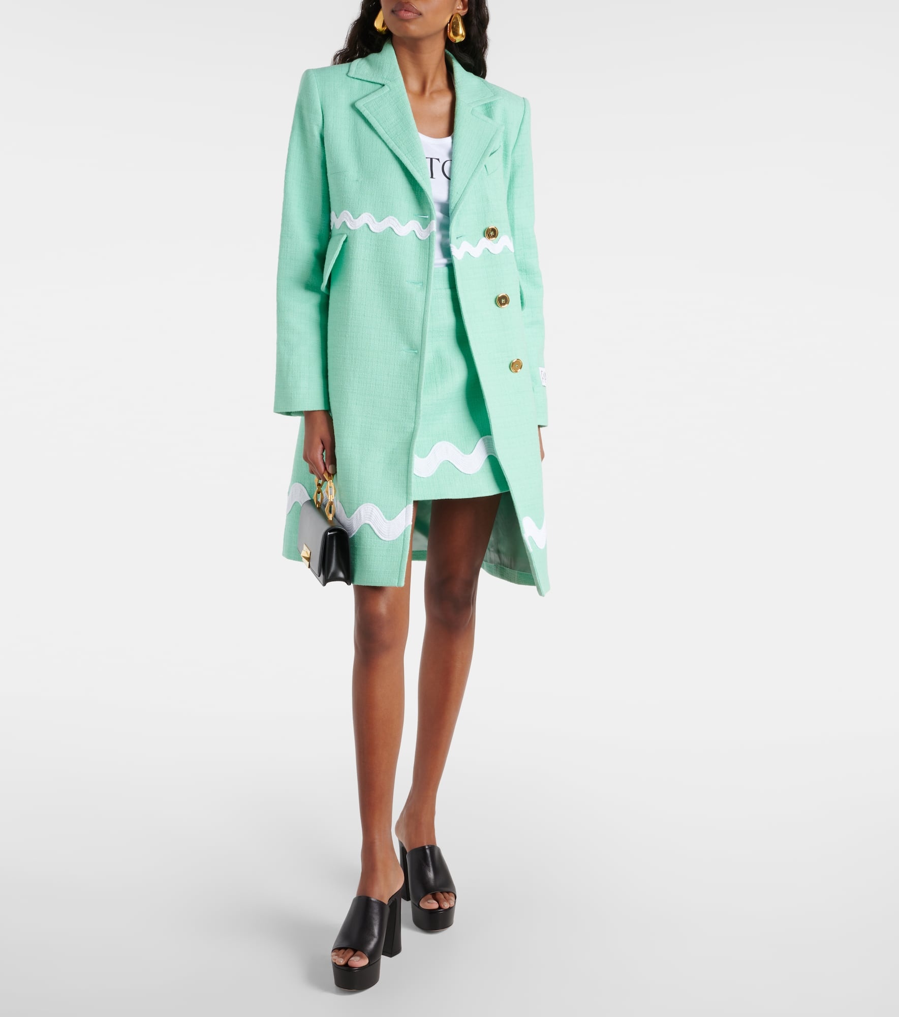Single-breasted cotton-blend tweed coat - 2