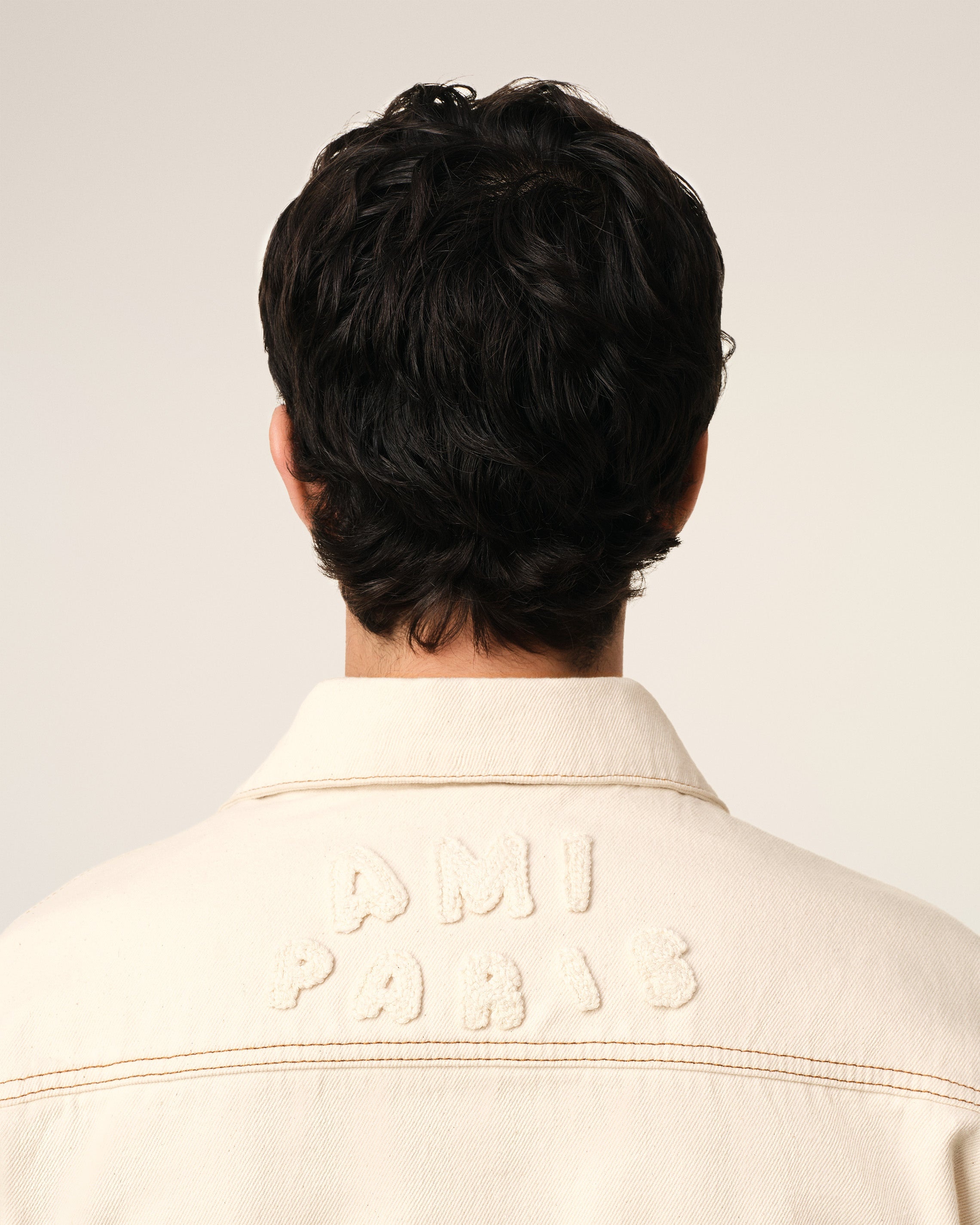 BEIGE COTTON AMI PARIS TRUCKER JACKET - 4