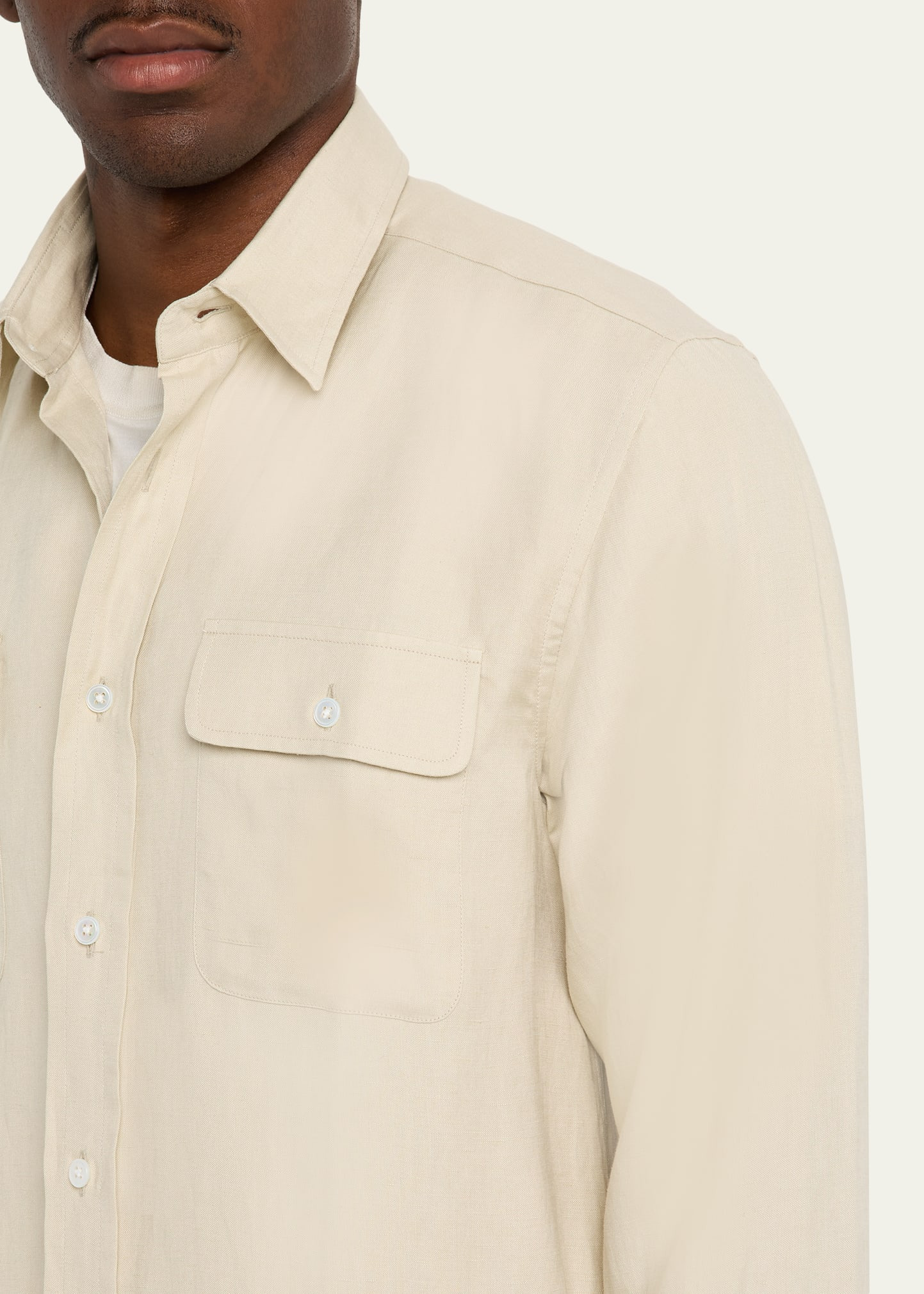 Men's Silk and Linen Button-Down Shirt - 5