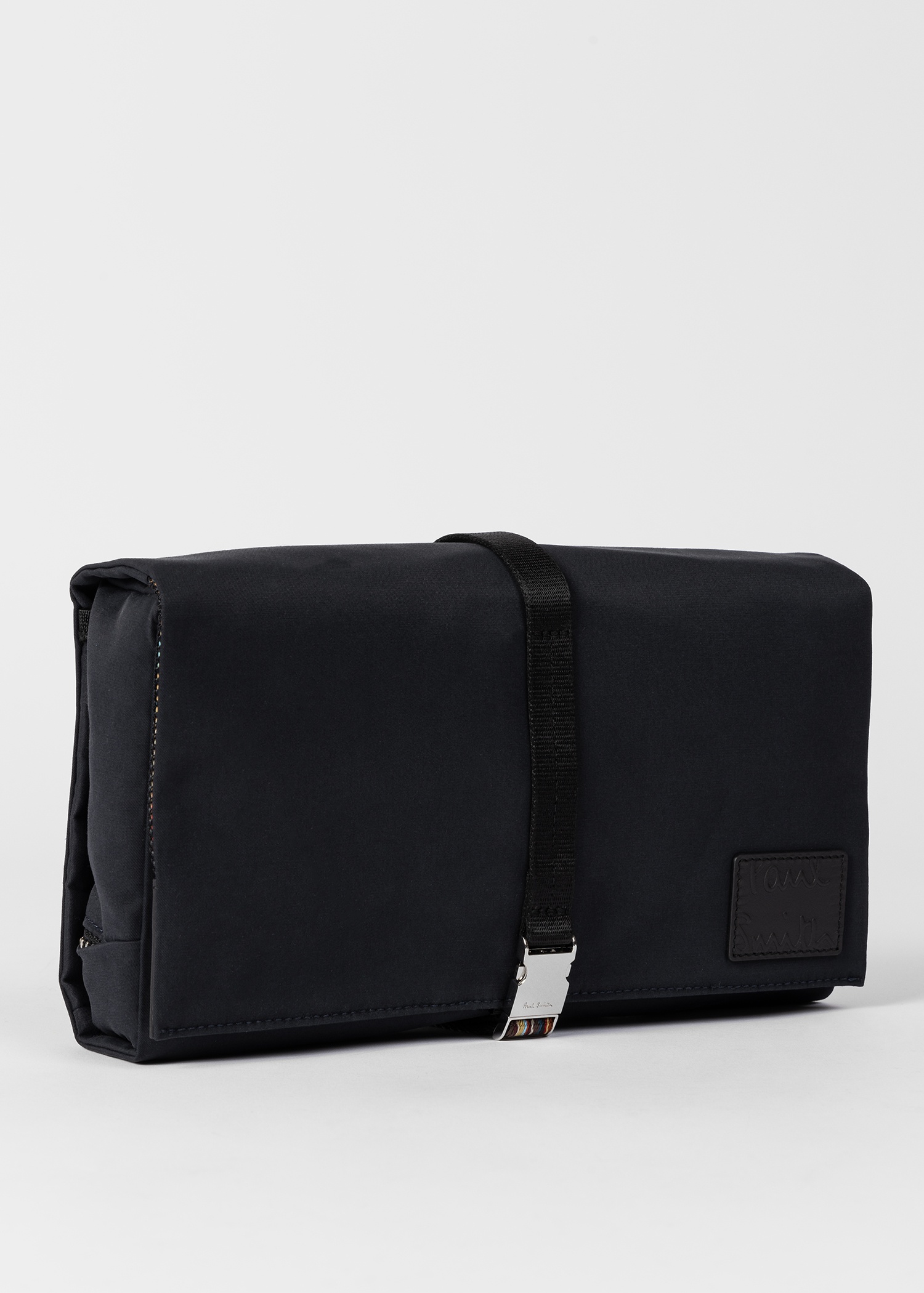 Navy Cotton-Blend Canvas Fold-Out Wash Bag - 8