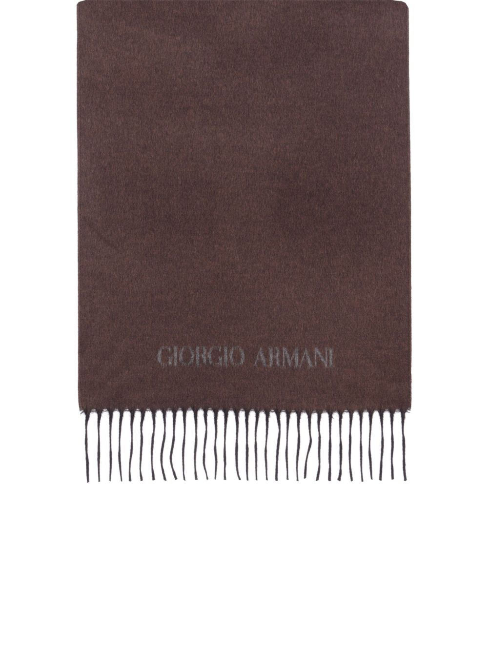 logo-embroidered fringed scarf - 2
