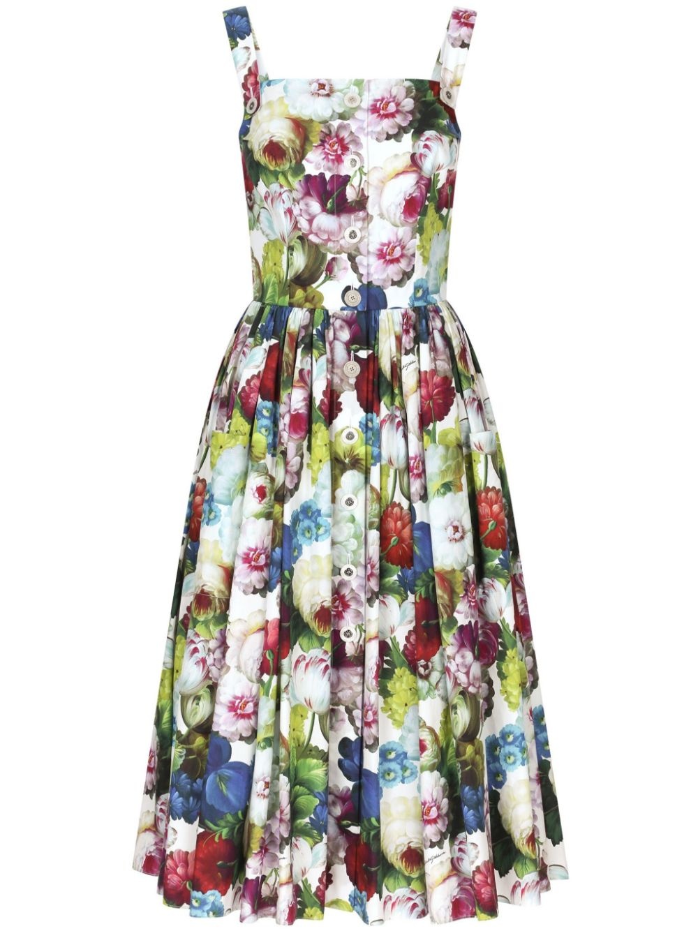 Dolce & Gabbana Flower Print Midi Cotton Dress - 1