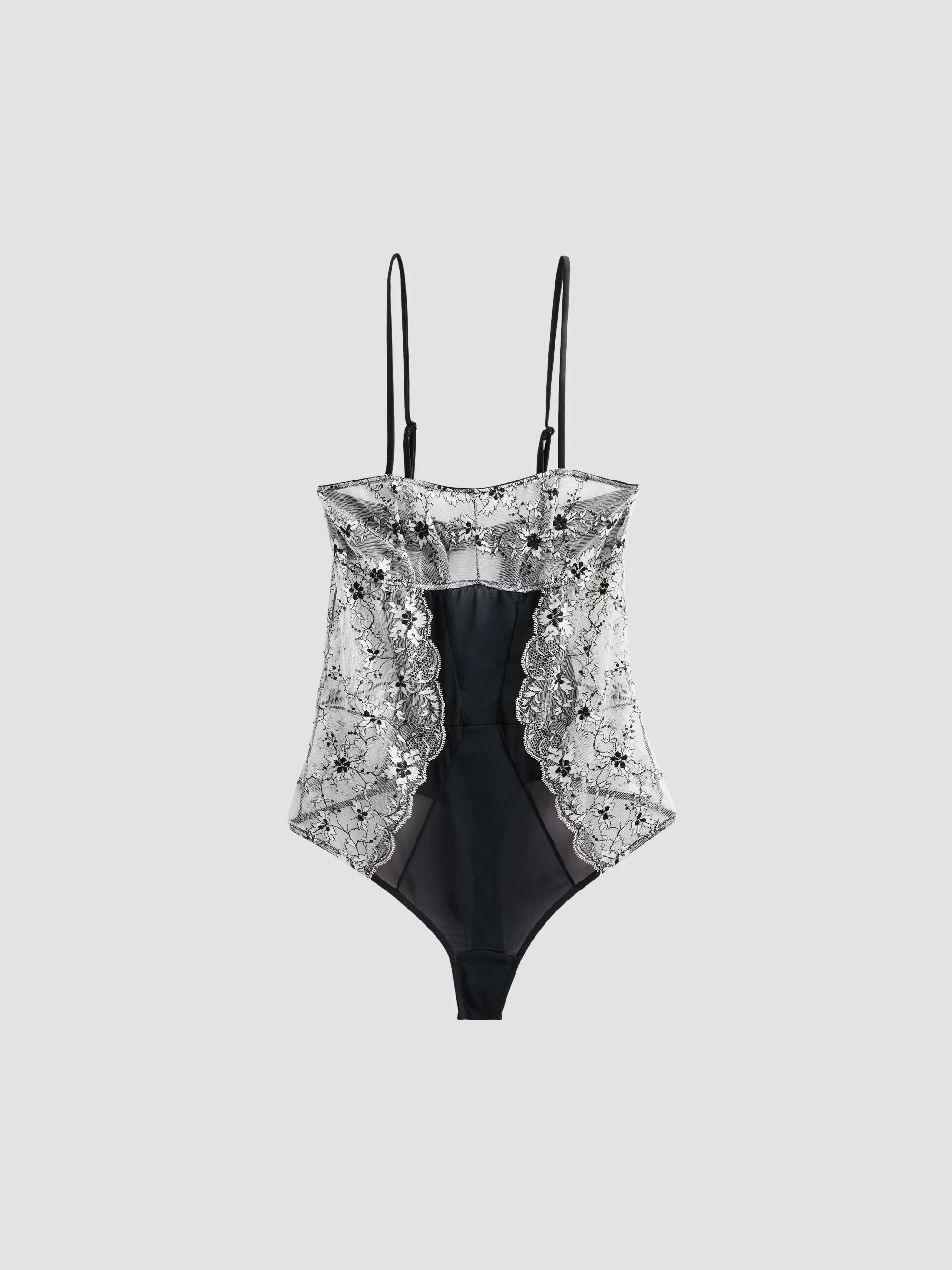 Women's Noir et Blanc Lace Bodysuit - Black - 1