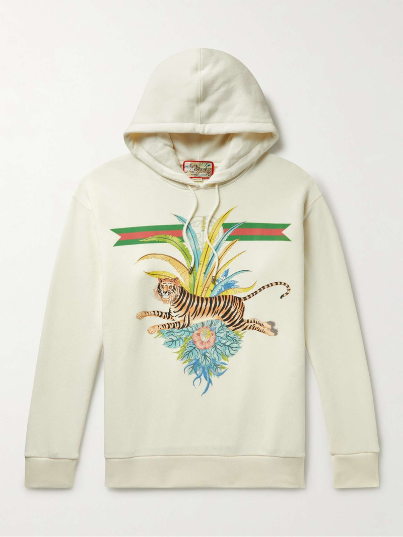 Printed Cotton-Jersey Hoodie - 1