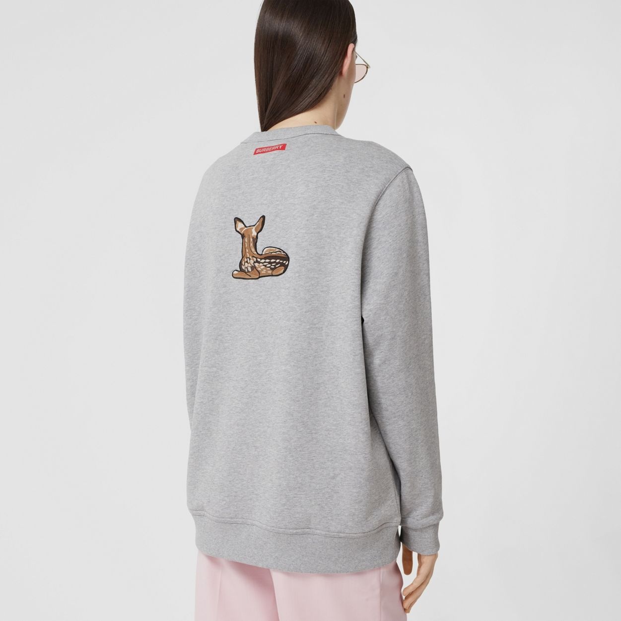 Deer Motif Cotton Oversized Sweatshirt - 4