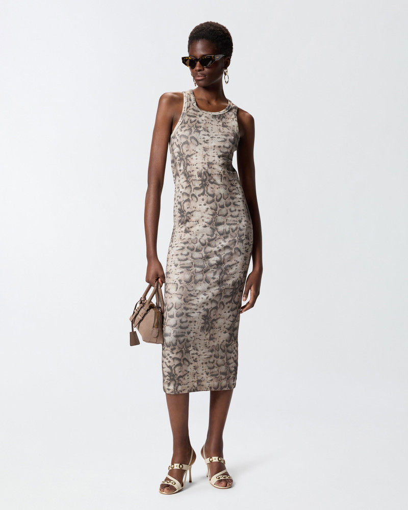 RIBBED SLIM-FIT MIDI DRESS WITH SNAKE PRINT 3