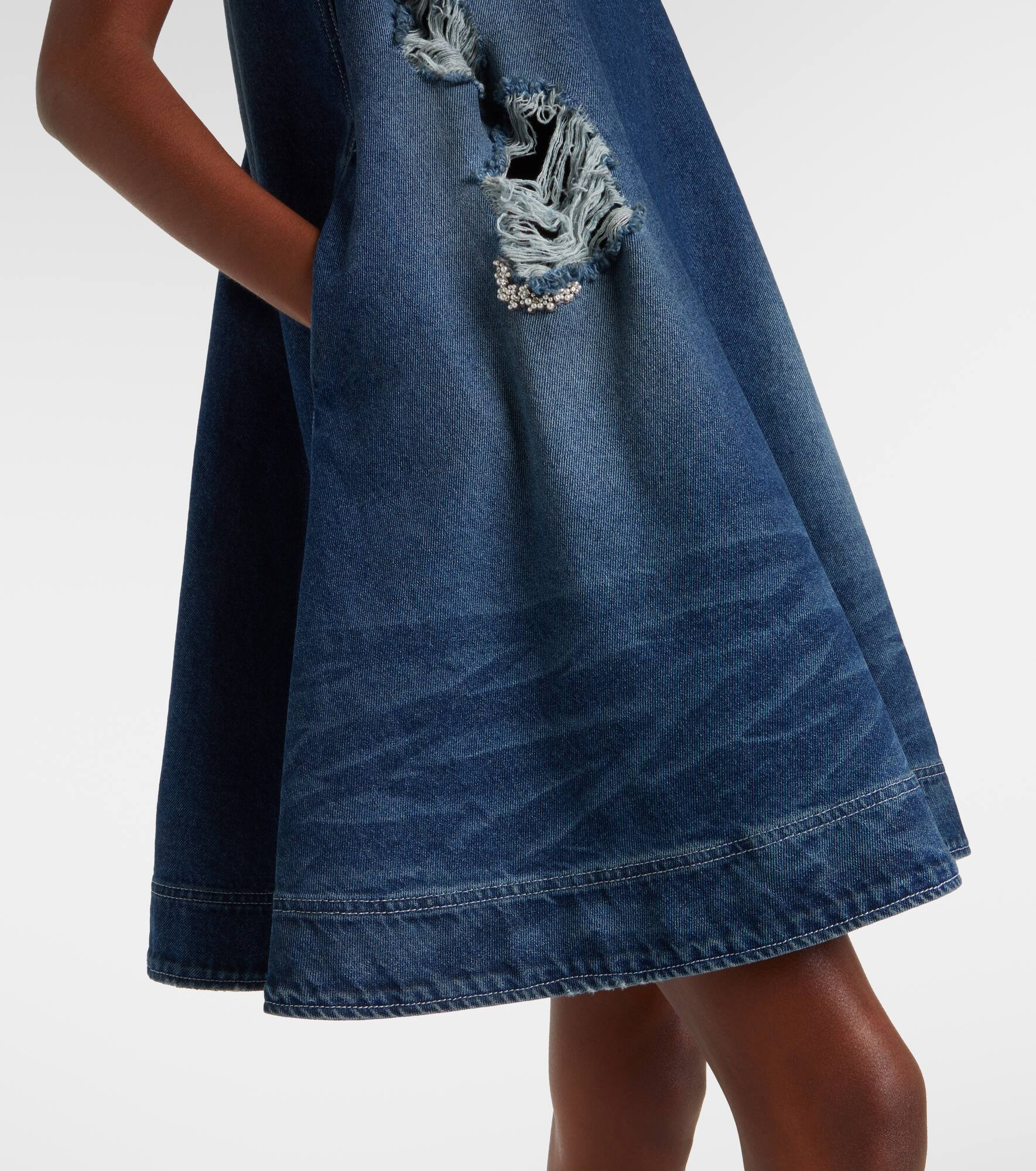 Distressed denim minidress - 5