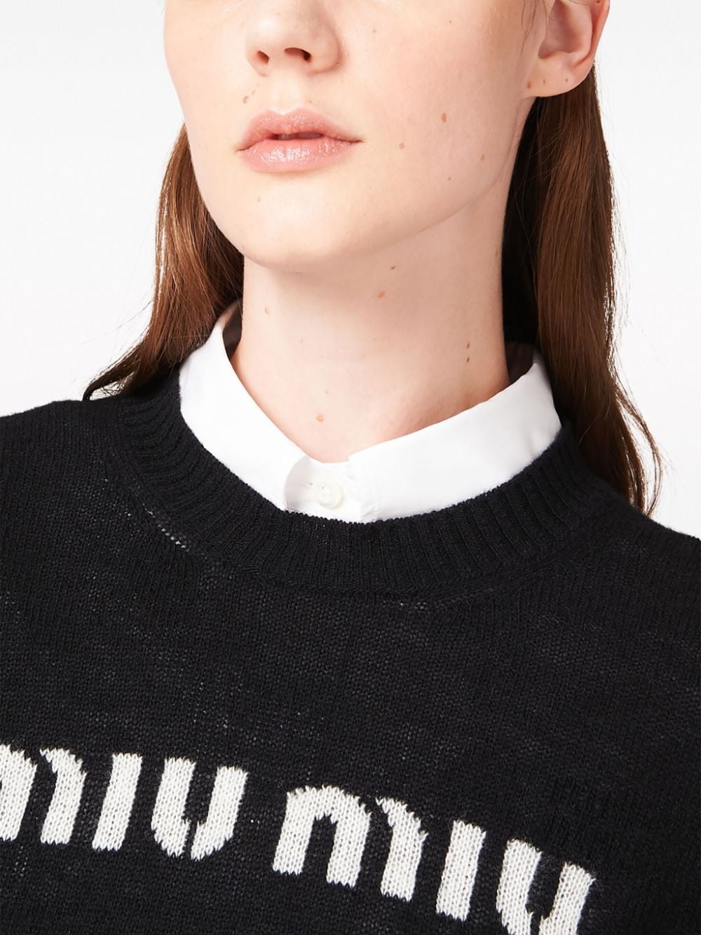 logo-intarsia cashmere jumper - 3