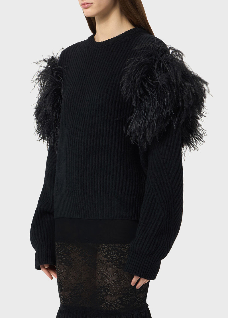 RIBBED WOOL SWEATER WITH FEATHERS 4
