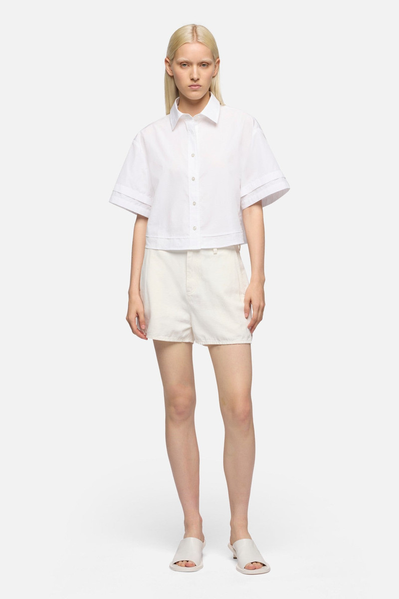 7 For All Mankind DOUBLE SHORT SLEEVE SHIRT in Poplin Optical White outlook