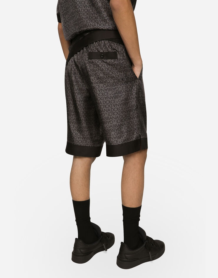 Silk twill jogging shorts with logo print - 4