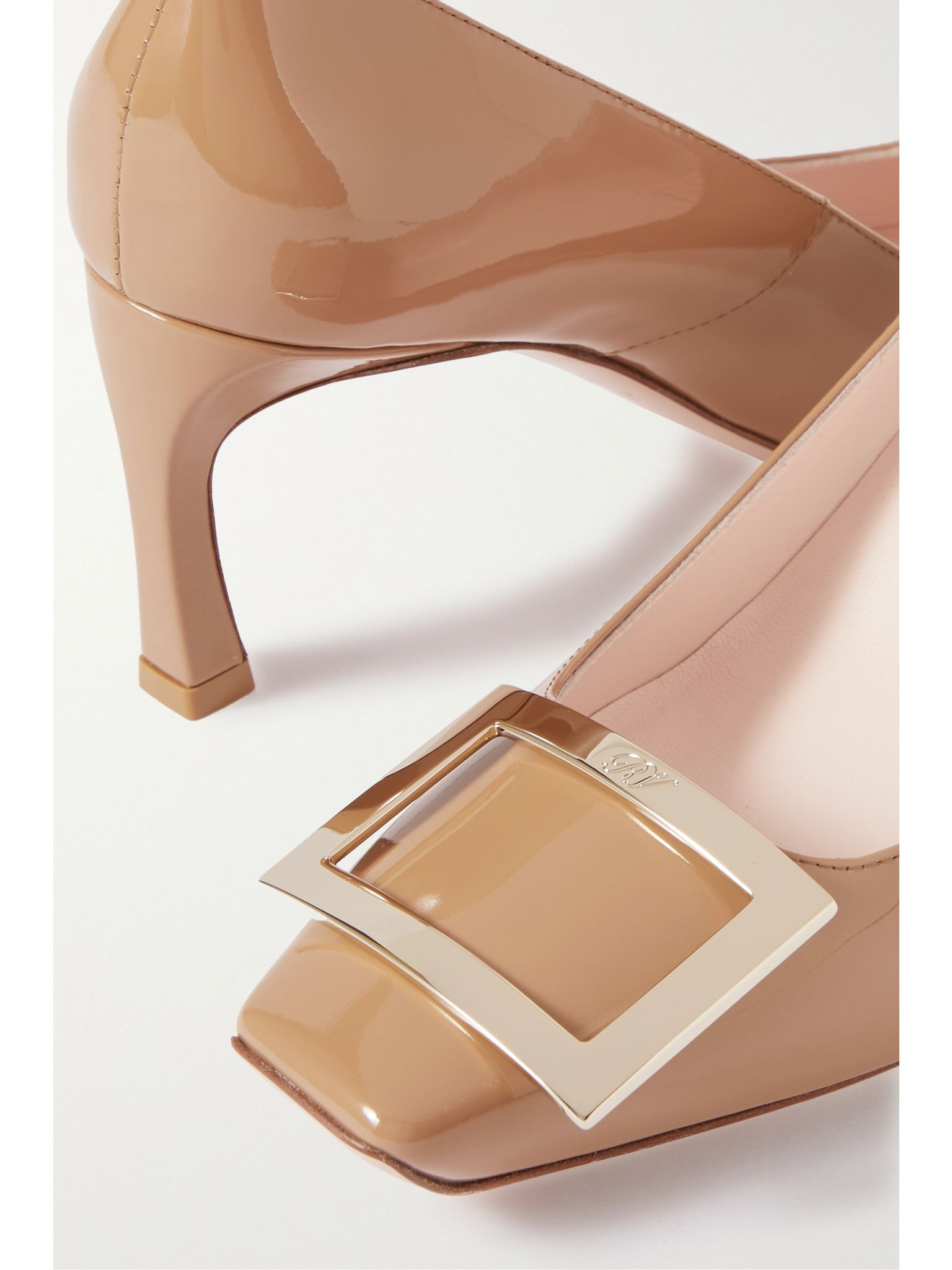 Belle Vivier Trompette 70 embellished patent-leather pumps Beige - 4