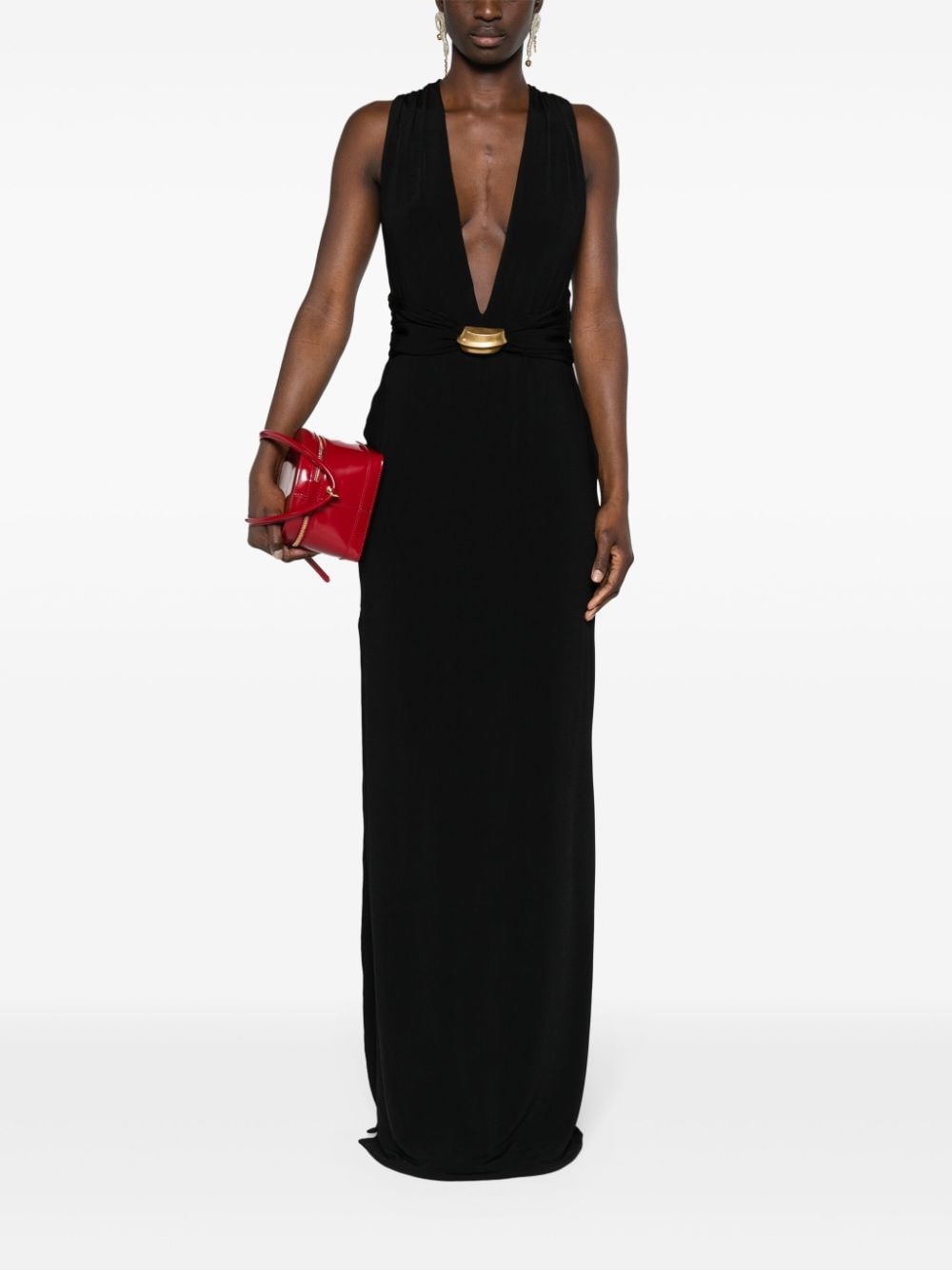 plunging-neck sleeveless gown - 2