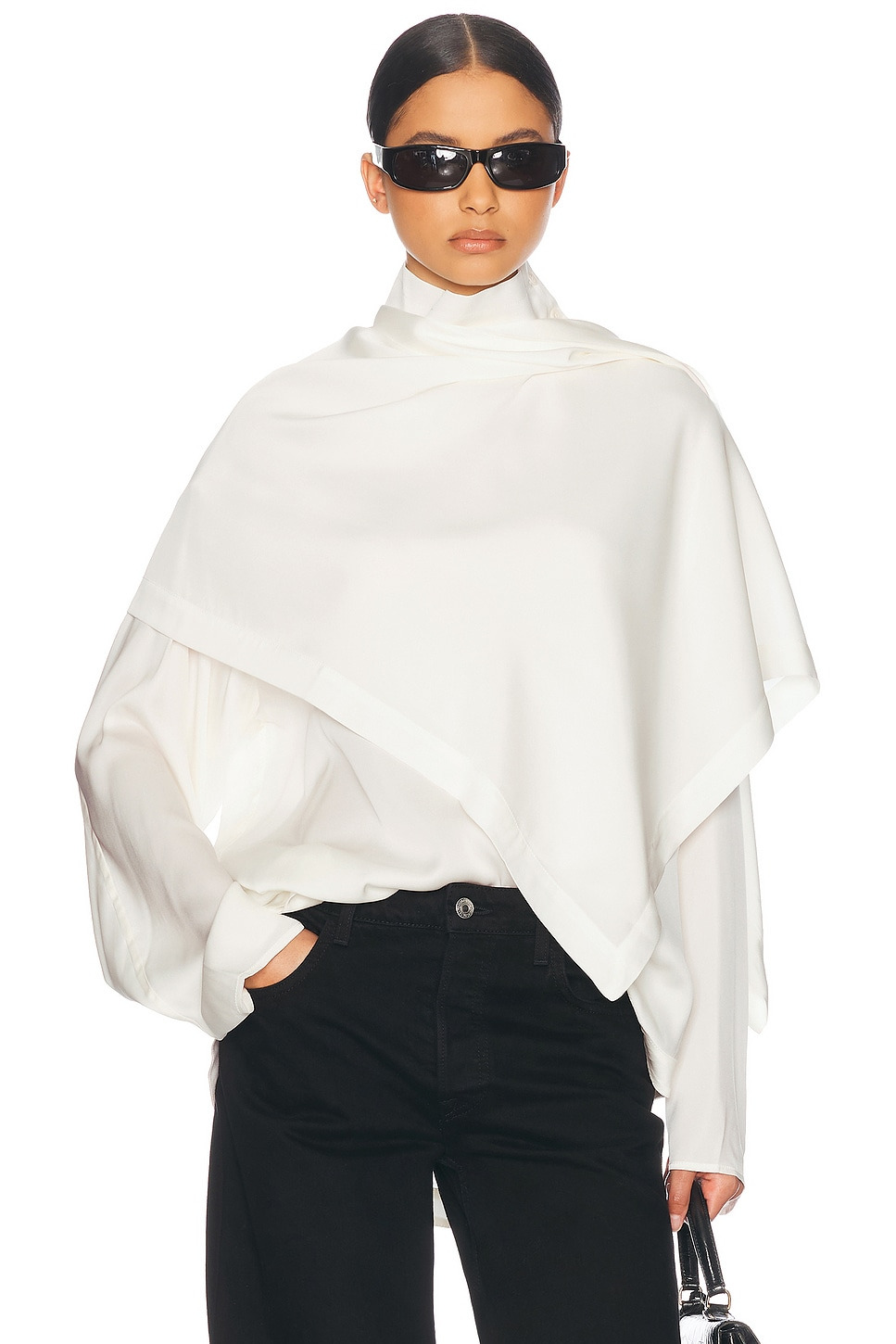 Silk Tunic With Detachable Scarf - 1