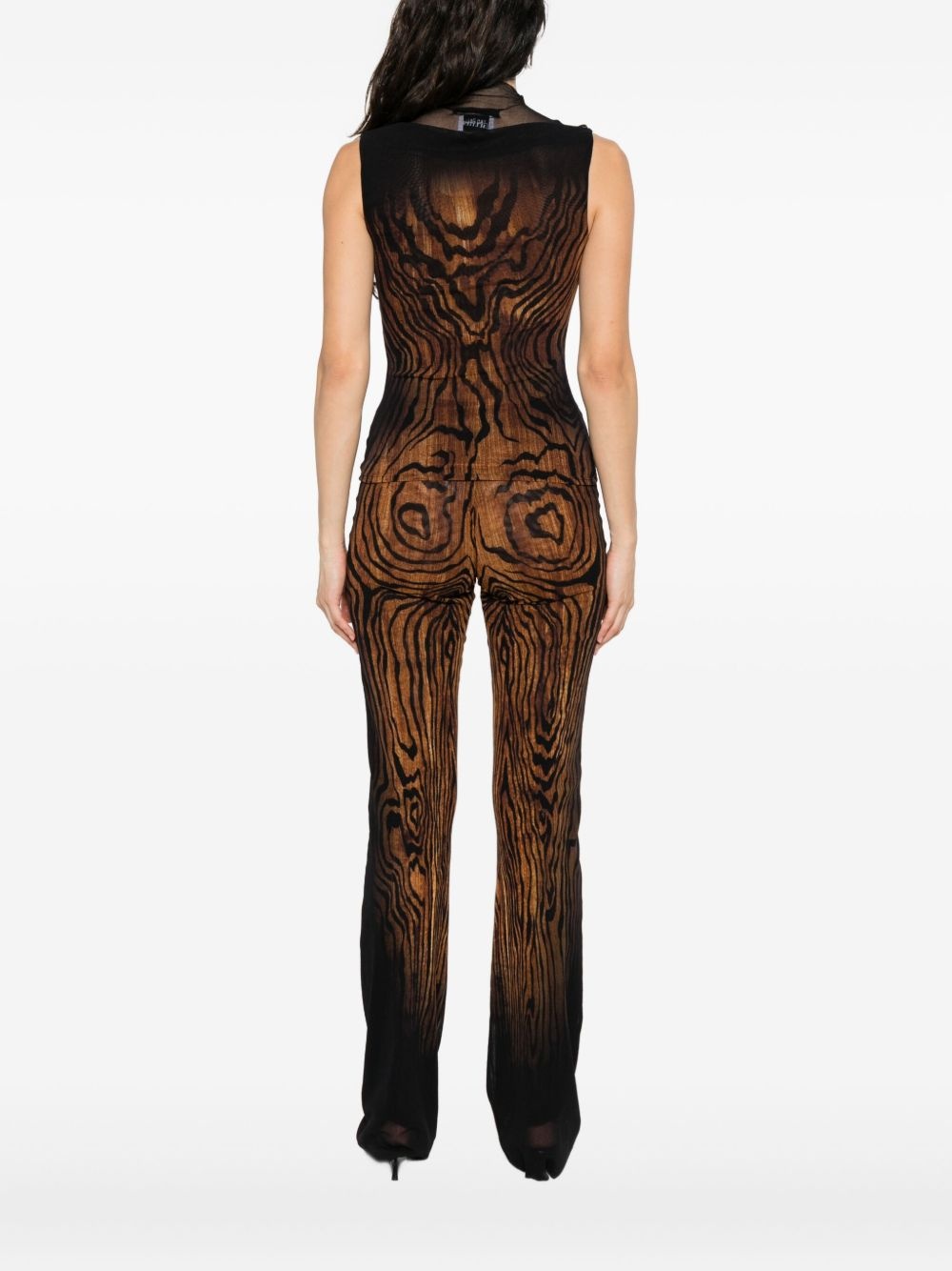 high-neck wood-print top - 4
