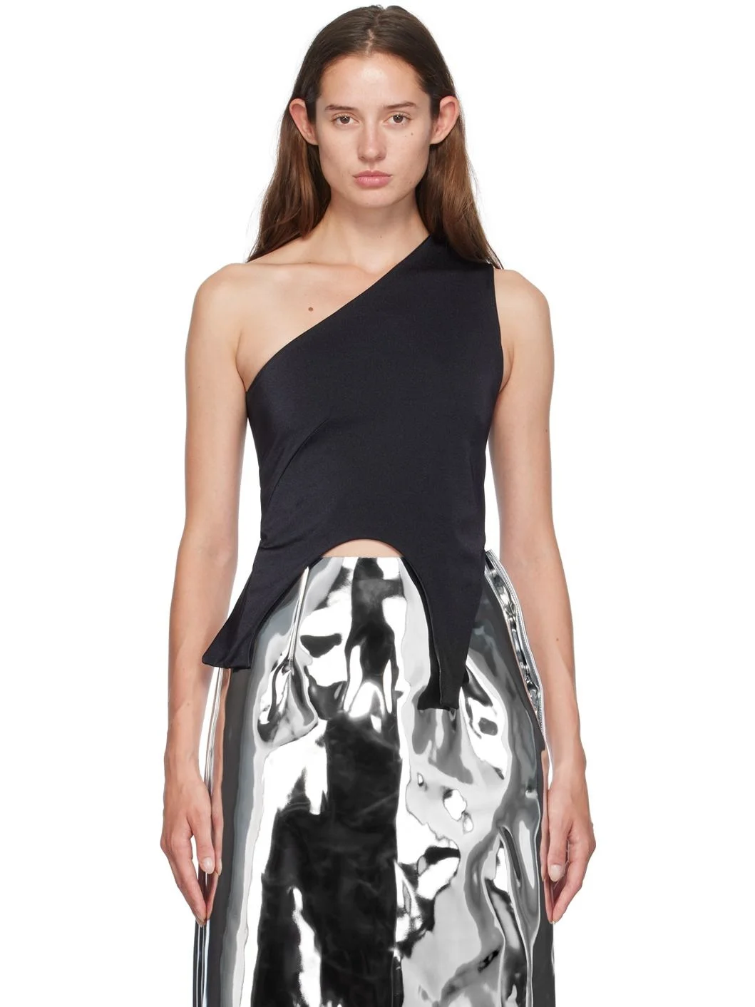 Black Off-Shoulder Tank Top - 1