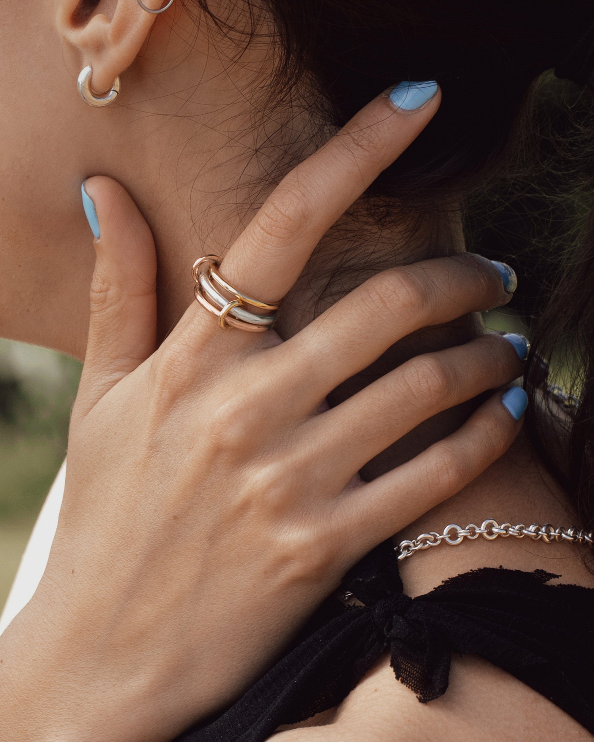 Capricorn 18K Two-Tone Gold and Sterling Silver Linked Rings - 2