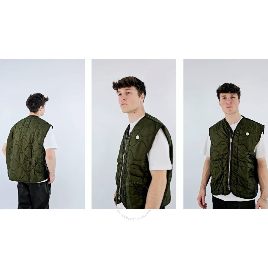 OAMC Men's Dark Moss Zipped Gilet Vest, Size Medium - 8