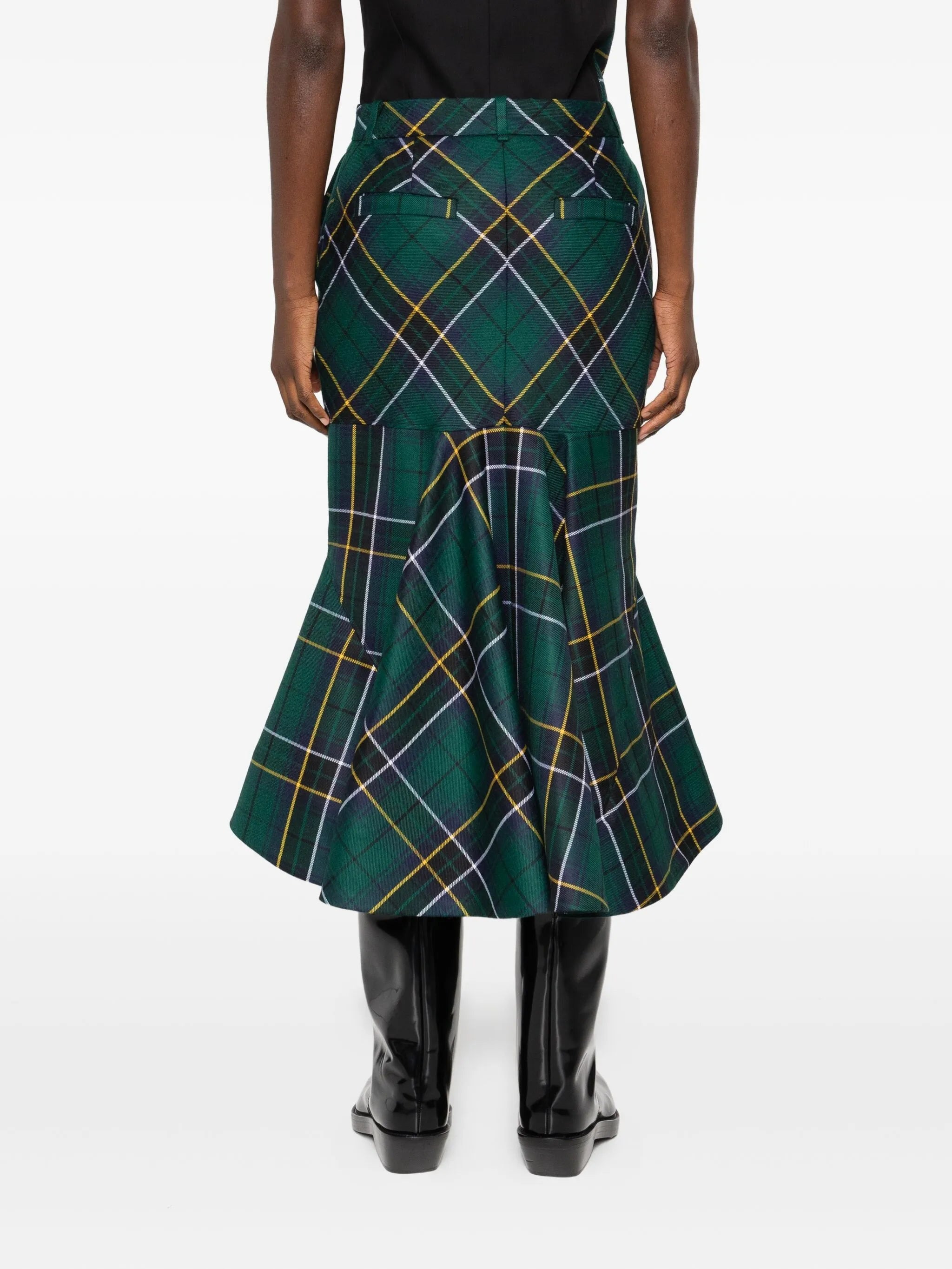 Alexander Mcqueen Kickback-detail Plaid Skirt - 5
