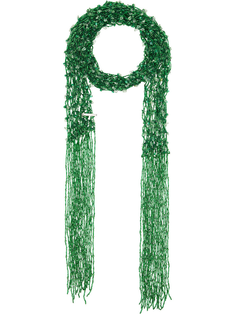 Green Embroidered Necklace Scarf 1