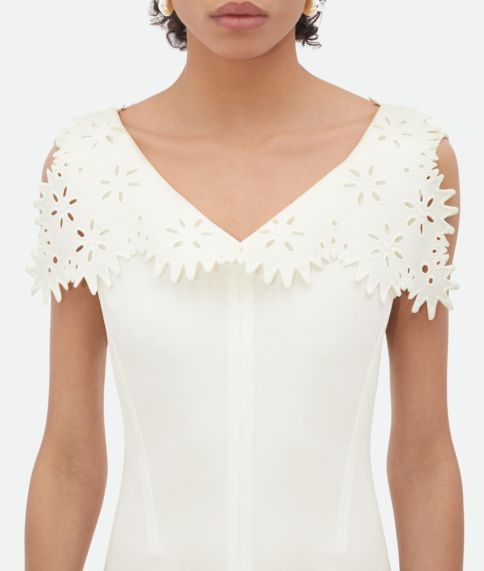 English Embroidery Viscose And Silk Dress - 4