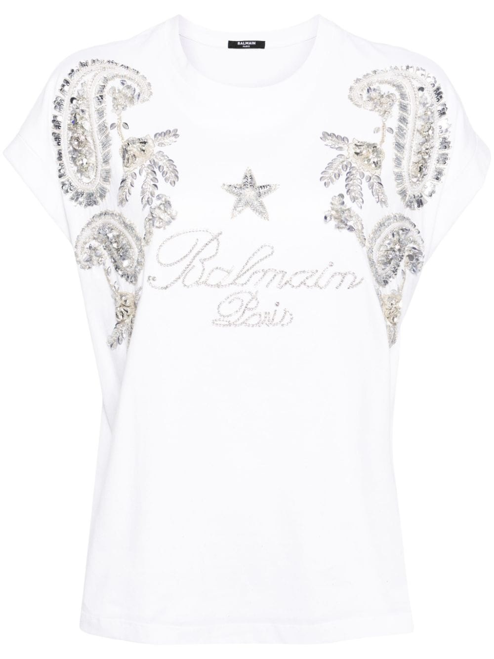 crystal-embellished cotton T-shirt - 1