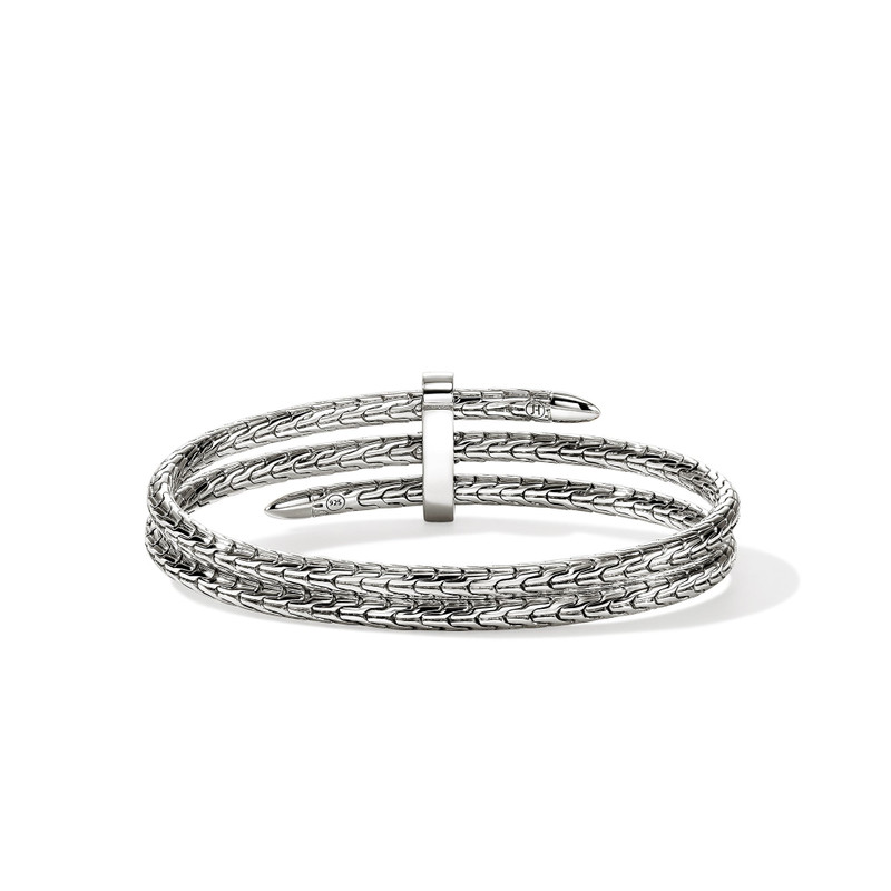 Spear Triple Flex Cuff, Sterling Silver, Diamonds, 4MM 4