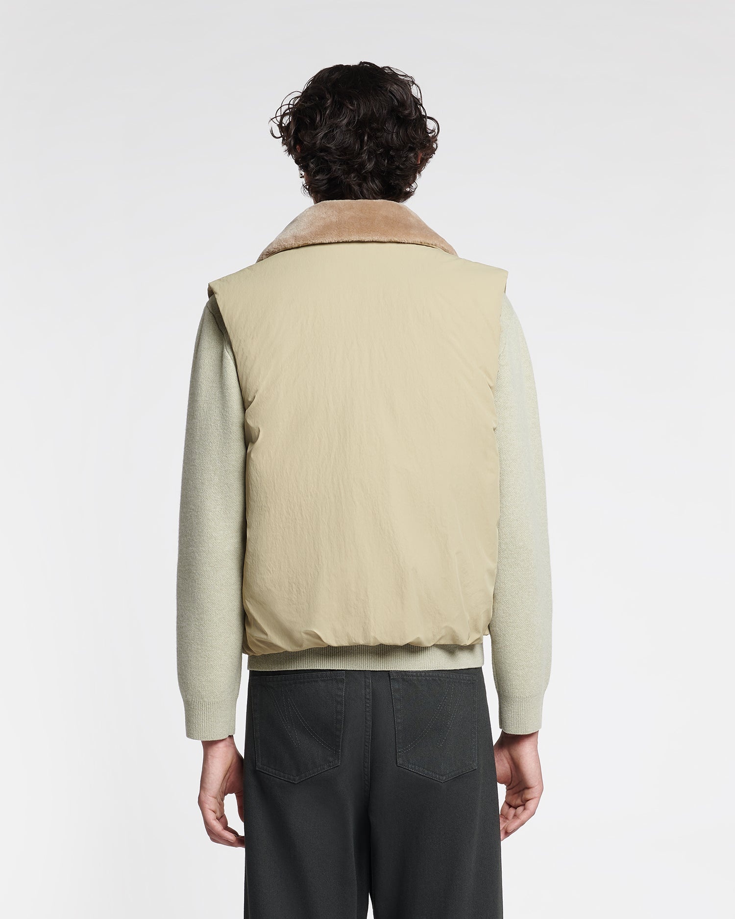 Faux Fur and Tech Nylon Vest - 9