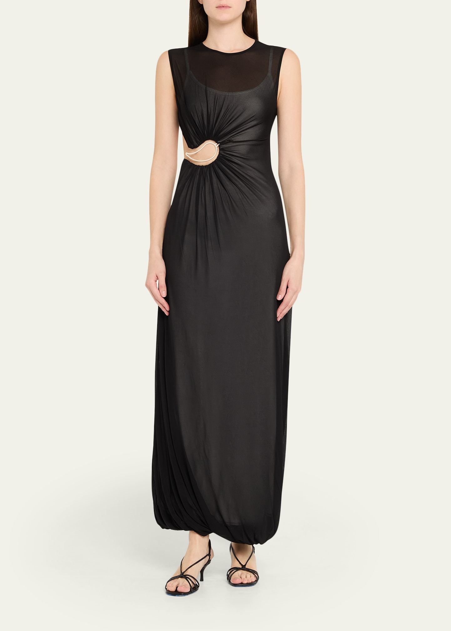 Ruched Paisley Cutout Maxi Bubble Dress - 2