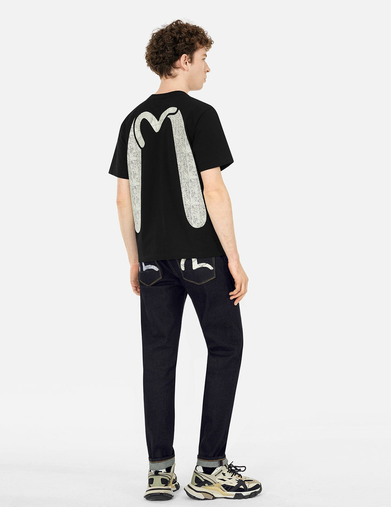 Seagull with Kamon Print Pockets Carrot Fit Jeans #2017 3